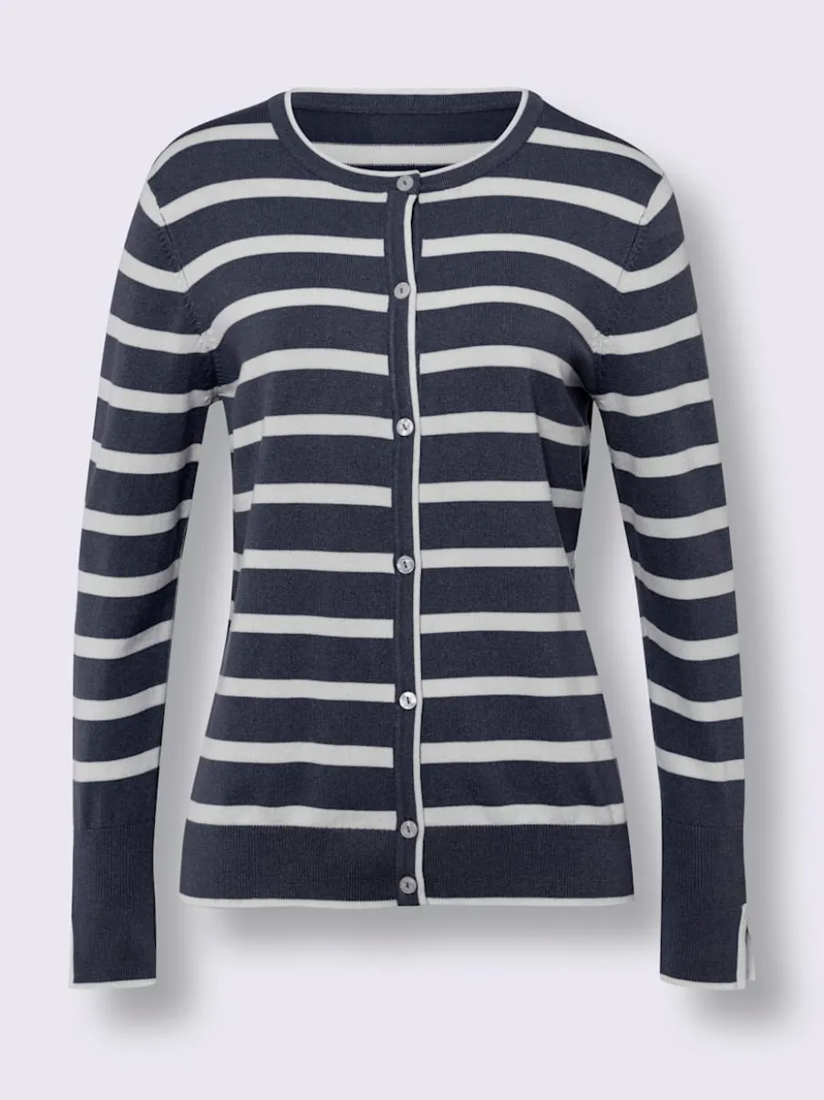 Cardigans à rayures col V manches longues avec boutons
