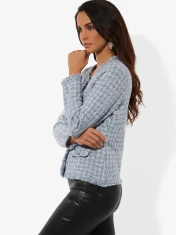 Cardigans tricotés avec boutons et poches en coton
