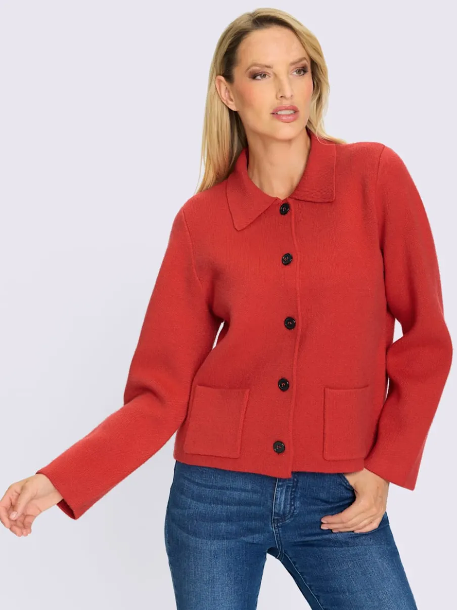 Cardigans tricotés avec col polo et poches plaquées