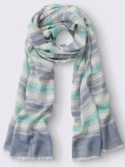 Écharpe douce avec motif rayé et franges ouvertes