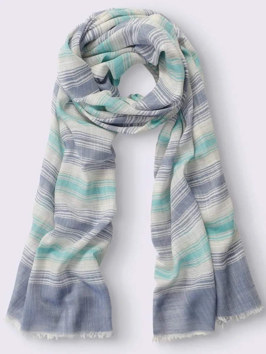 Écharpe douce avec motif rayé et franges ouvertes