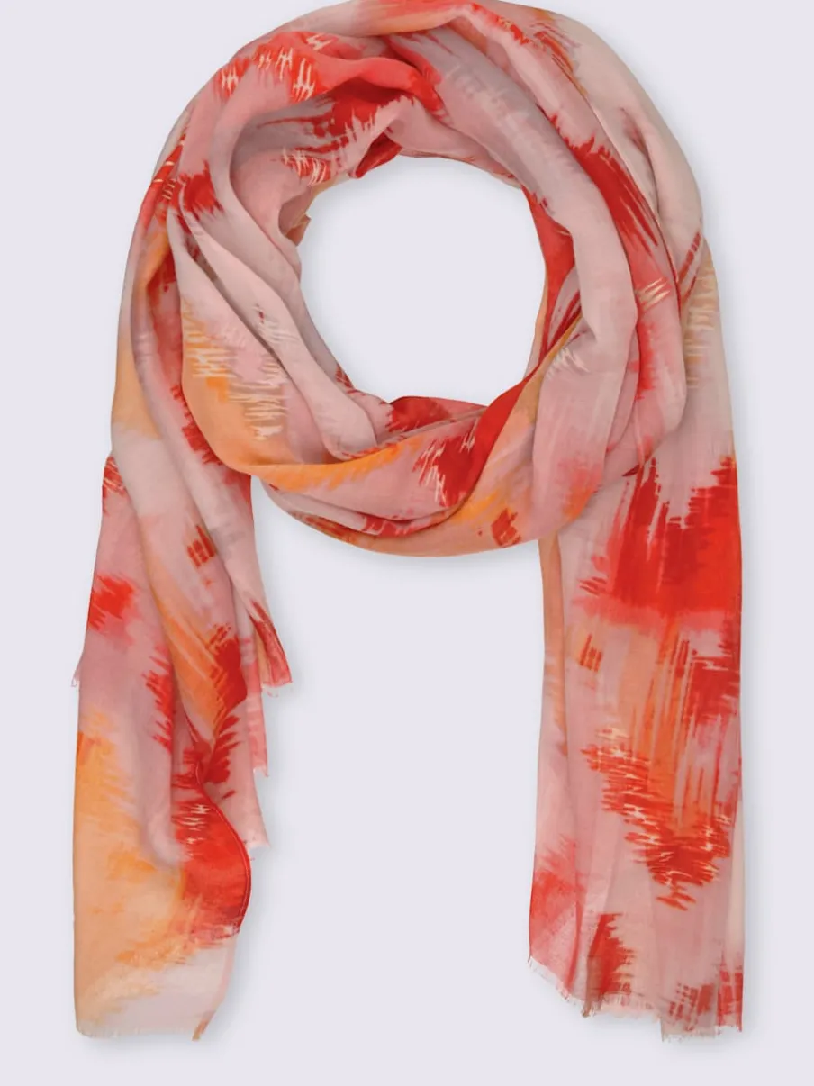 Écharpe effet batik avec imprimé brillant et bords ouverts