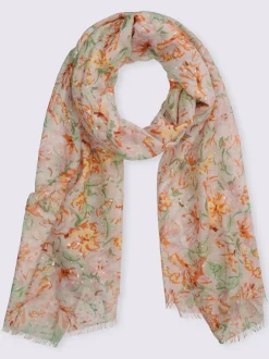 Écharpe en matière légère avec motif floral et bords ouverts