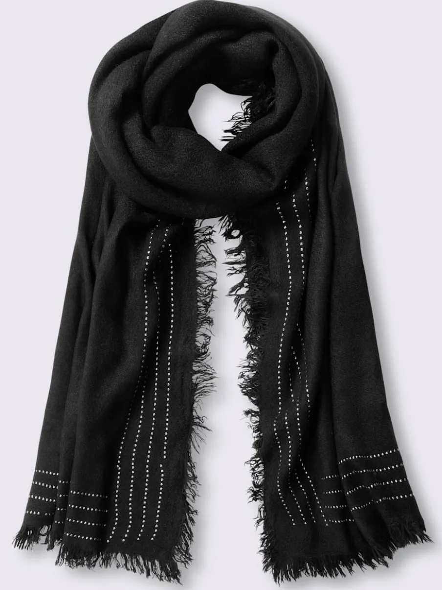 Écharpe à franges avec rivets décoratifs et finition délicate