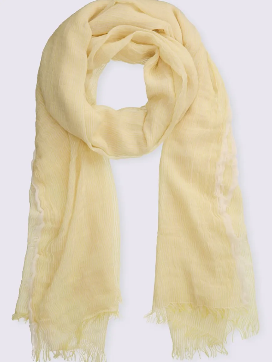 Écharpe plissée avec rayures et franges en polyester