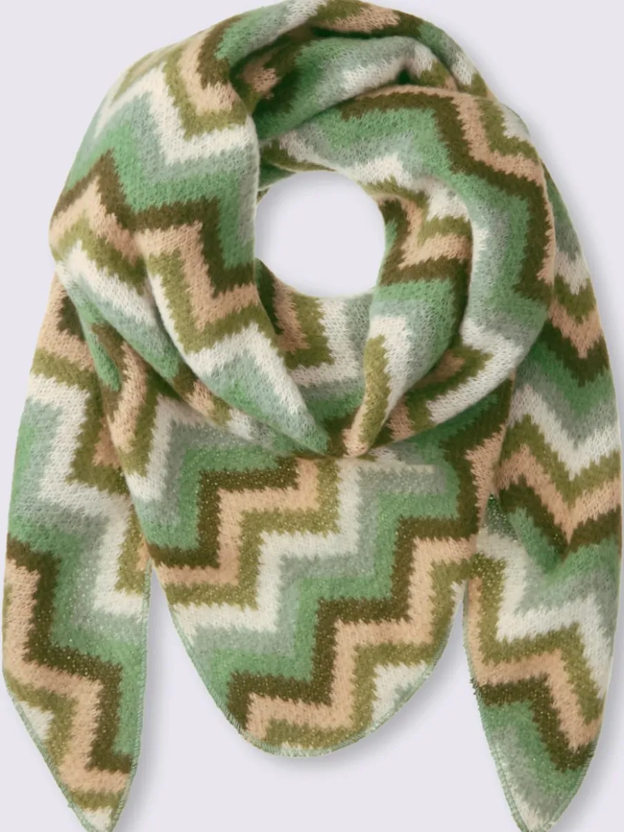 Écharpe triangulaire douce avec motif zigzag en matière chaude