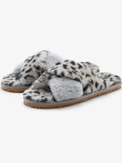Chaussons imprimé léopard tendance et bande croisée confortable