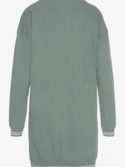 Chemise de nuit courte avec finitions côtelées rayées