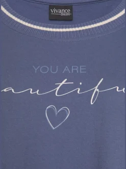 Chemise de nuit courte avec finitions côtelées rayées