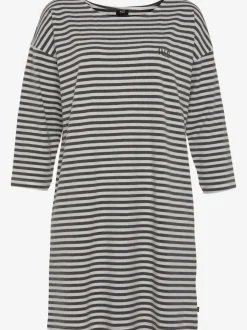 Chemise de nuit courte à rayures en fils teintés