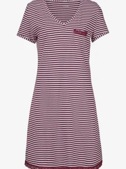 Chemise de nuit rayée avec dentelle