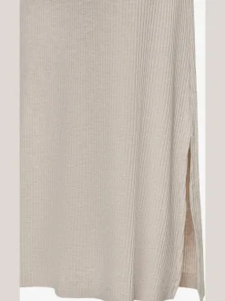 Chemise de nuit robe de nuit longueur mollet en matière côtelée élastique