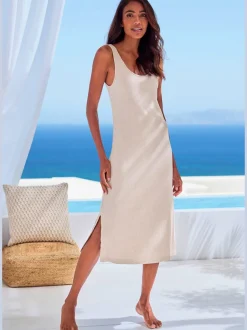 Chemise de nuit robe de nuit longueur mollet en matière côtelée élastique