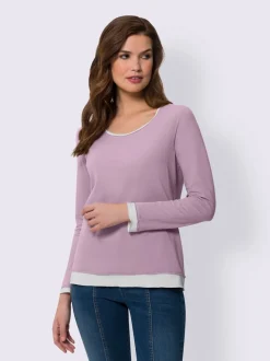 Chemise à manches longues avec finitions contrastées superposées