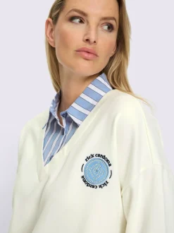 Chemise à manches longues en sweatshirt à col chemise