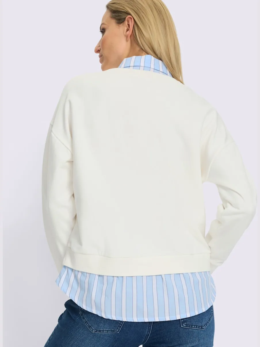 Chemise à manches longues en sweatshirt à col chemise