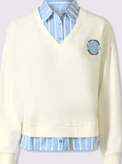 Chemise à manches longues en sweatshirt à col chemise