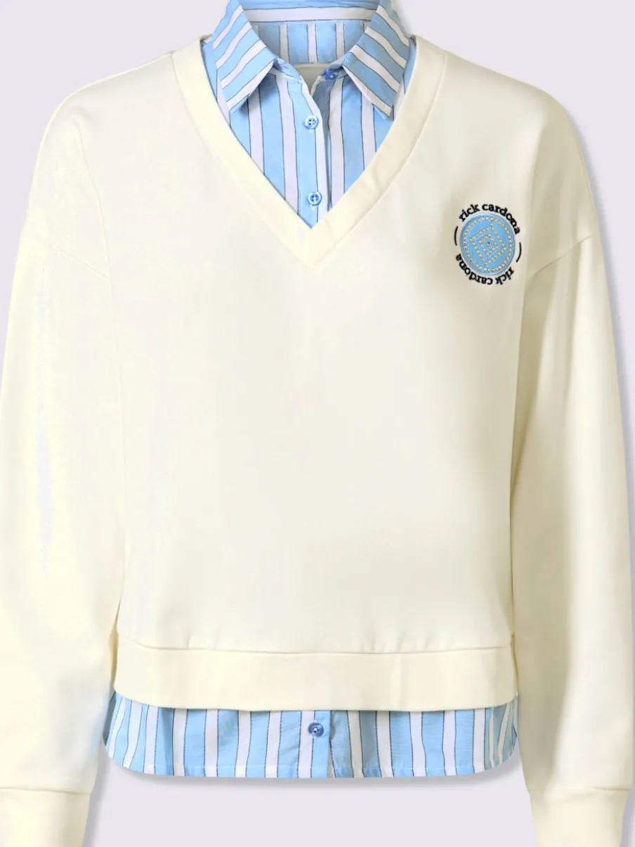 Chemise à manches longues en sweatshirt à col chemise