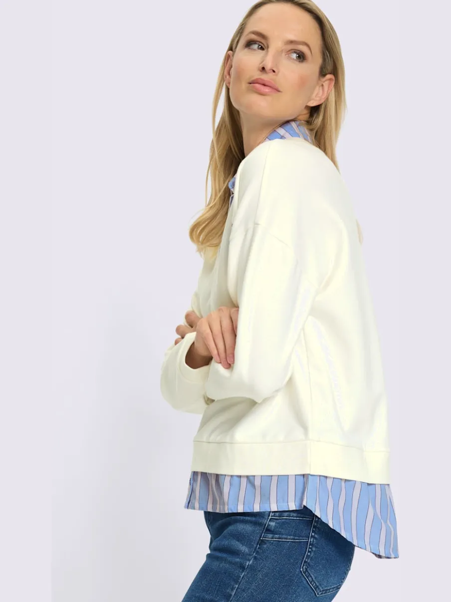 Chemise à manches longues en sweatshirt à col chemise