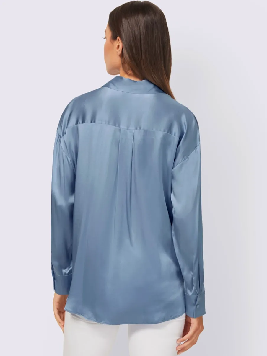 Chemisier ample en soie viscose avec manches longues