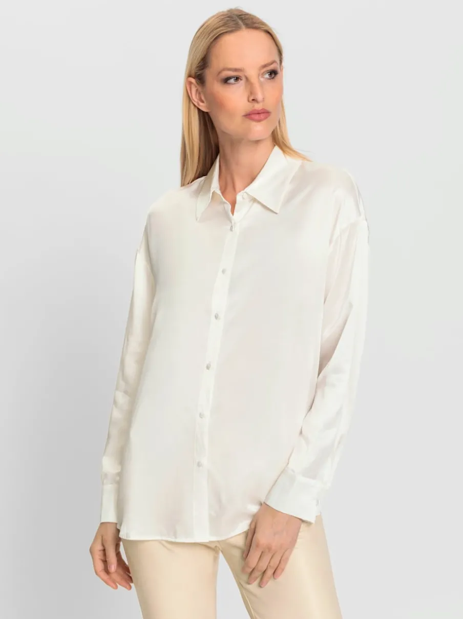 Chemisier ample en soie viscose avec manches longues