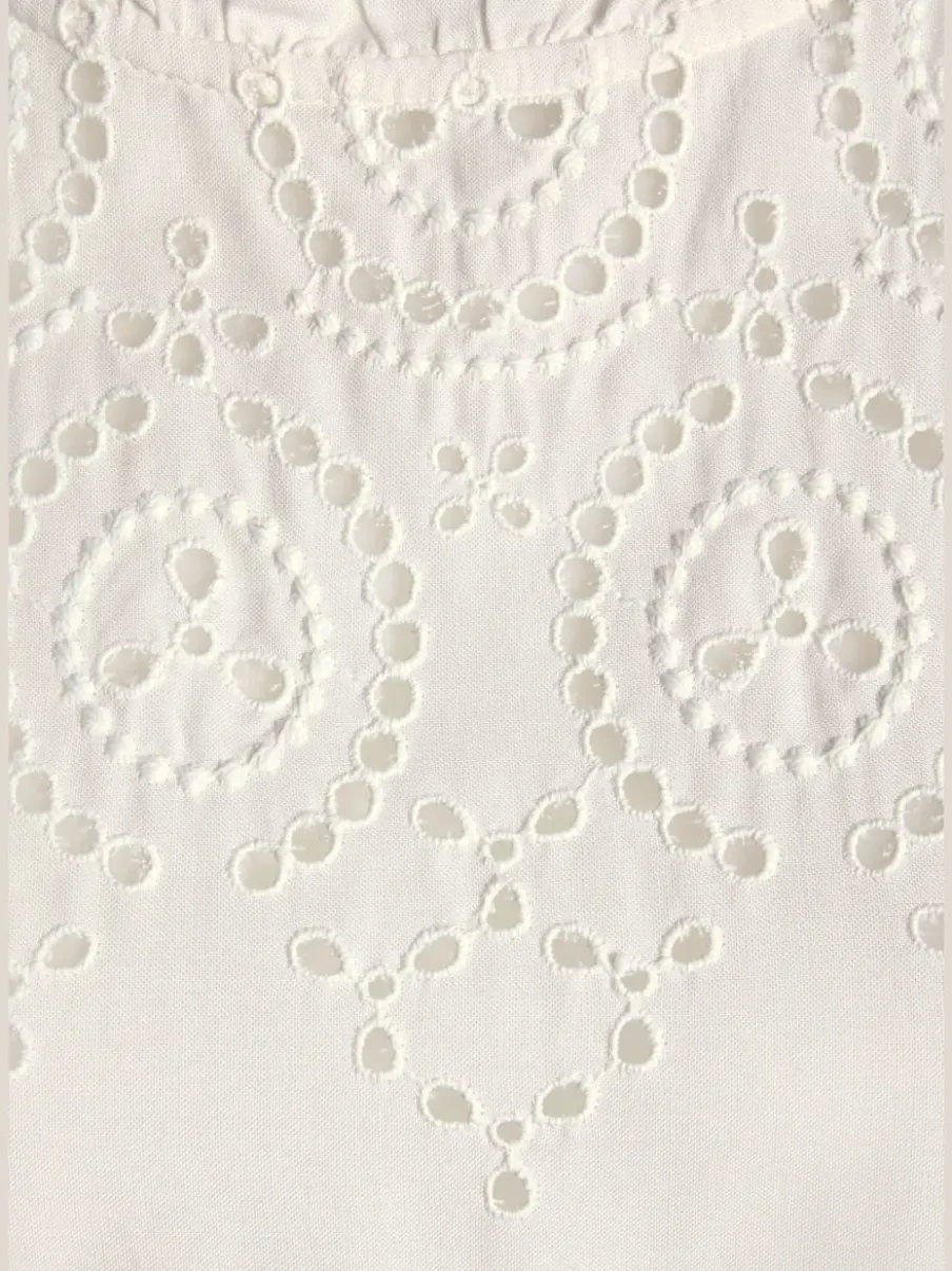 Chemisier avec broderie et volants à l'encolure manches bouffantes