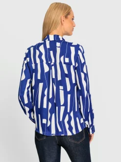 Chemisier avec col chemise manches longues motif graphique