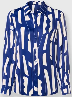 Chemisier avec col chemise manches longues motif graphique