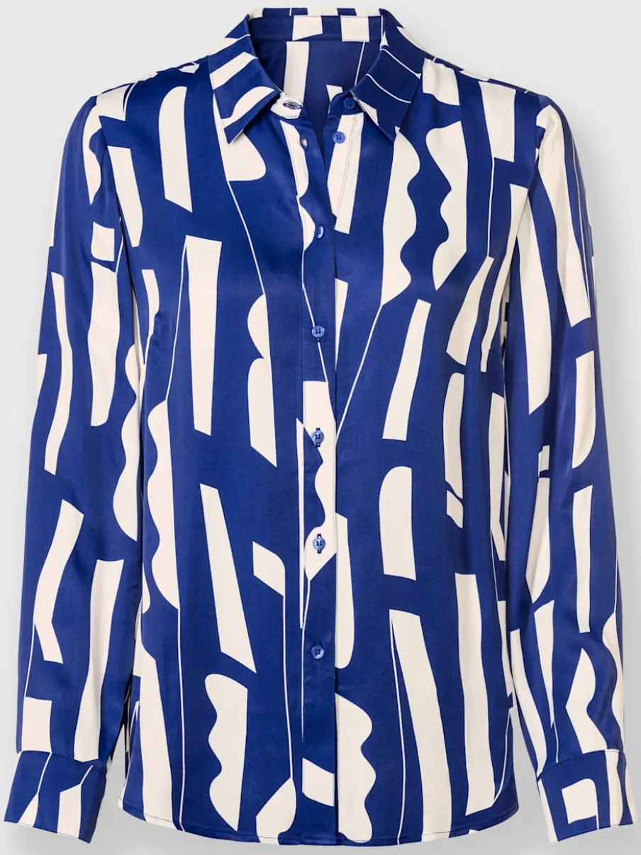 Chemisier avec col chemise manches longues motif graphique