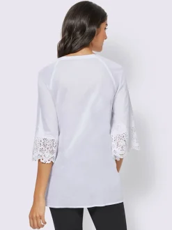 Chemisier avec empiècements en dentelle et manches raglan