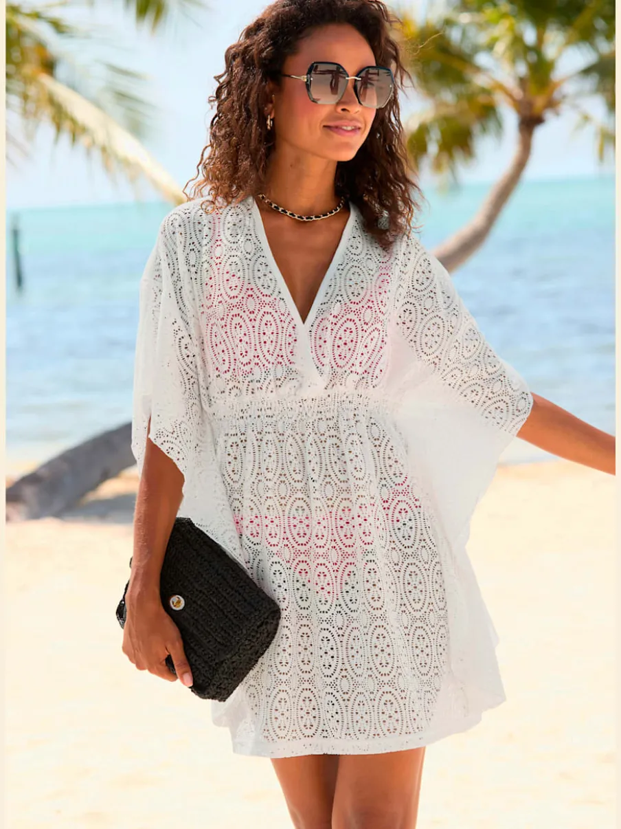 Chemisier caftan ajouré avec encolure en V devant