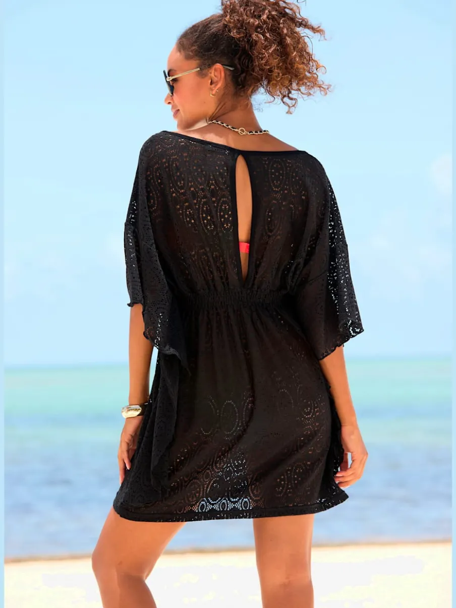 Chemisier caftan ajouré avec encolure en V devant