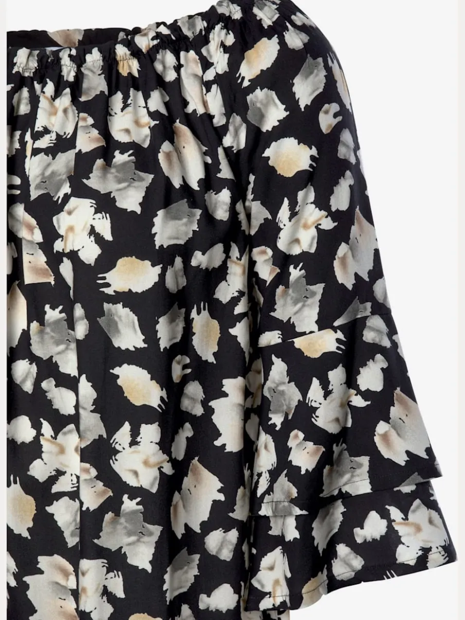 Chemisier carmen à manches 3/4 avec élastique et motifs floraux