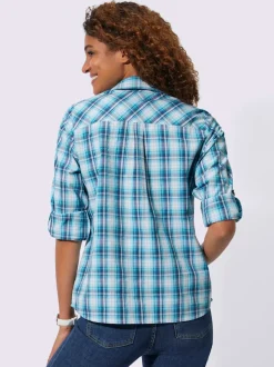 Chemisier à carreaux avec col chemise et poches