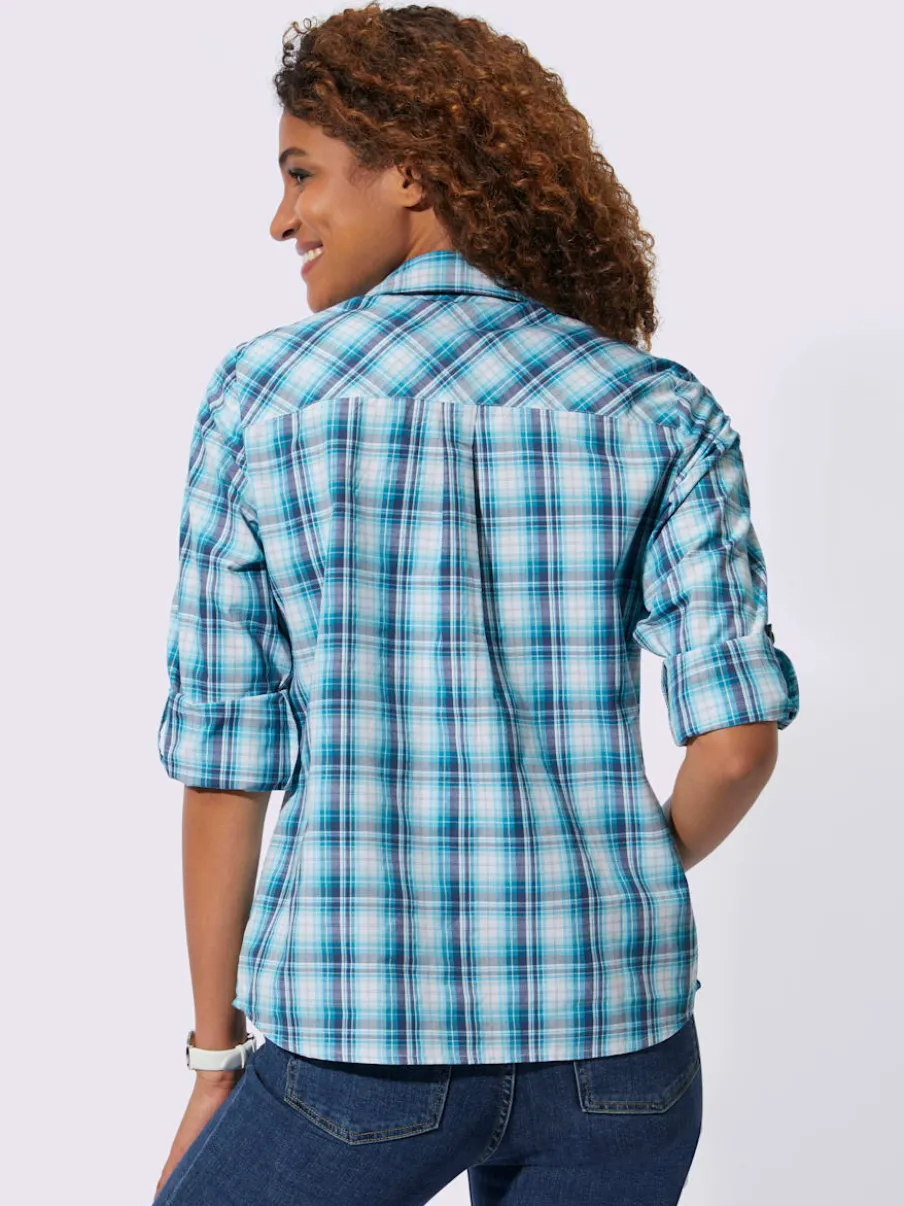 Chemisier à carreaux avec col chemise et poches