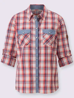 Chemisier à carreaux avec col chemise et poches