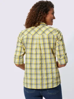 Chemisier à carreaux avec col chemise et poches