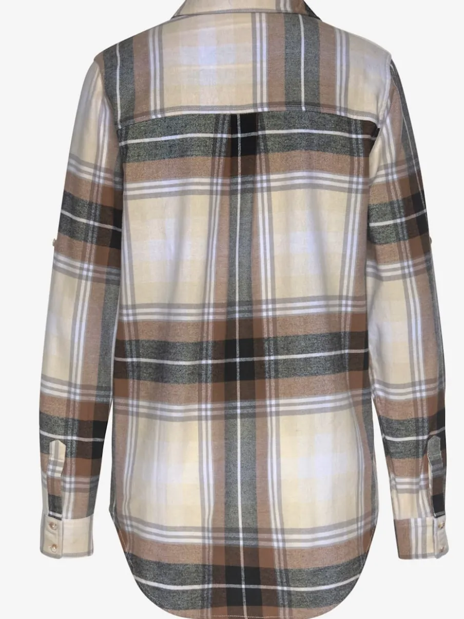 Chemisier à carreaux avec col chemise et manches longues
