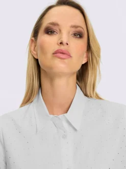 Chemisier à col chemise avec petites pierres brillantes