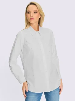 Chemisier à col chemise avec petites pierres brillantes