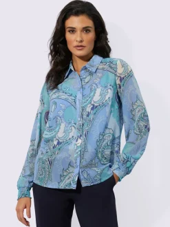 Chemisier à col chemise et manches longues avec motifs imprimés