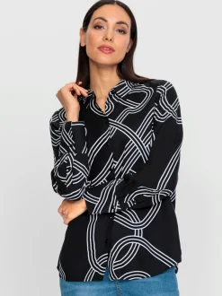 Chemisier à col chemise manches longues imprimé graphique