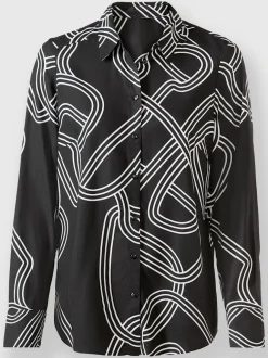 Chemisier à col chemise manches longues imprimé graphique