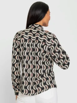 Chemisier à col chemise manches longues imprimé graphique