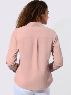 Chemisier col chemise à manches longues et patte de boutonnage