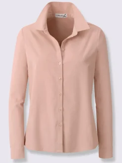 Chemisier col chemise à manches longues et patte de boutonnage