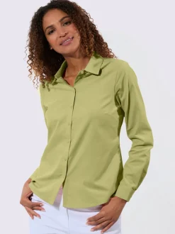 Chemisier col chemise à manches longues et patte de boutonnage