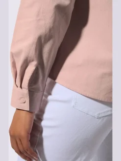 Chemisier col chemise à manches longues et patte de boutonnage