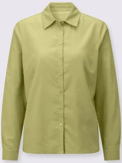 Chemisier col chemise à manches longues et patte de boutonnage