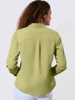 Chemisier col chemise à manches longues et patte de boutonnage